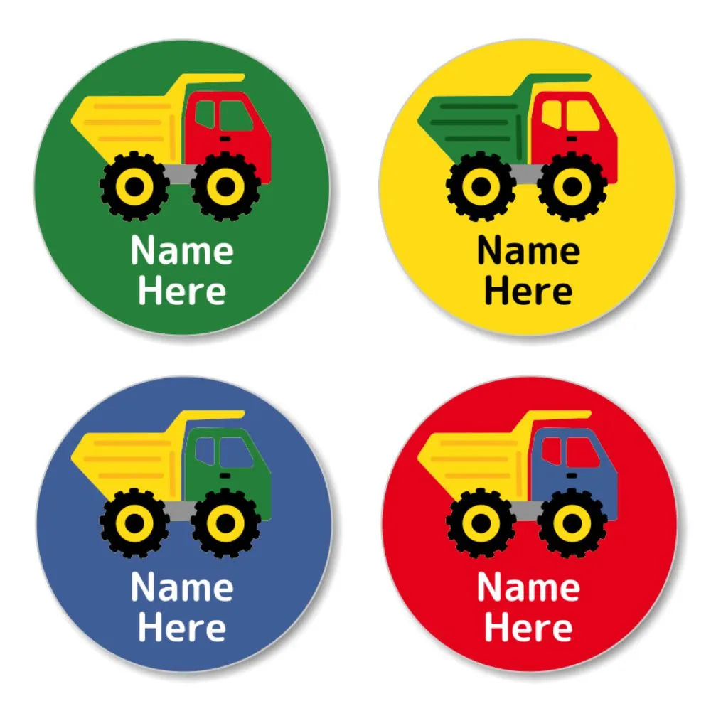 Dump Truck Round Name Labels – Dinkleboo AU