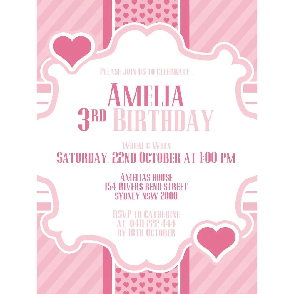 Pink Ivitations Pink Party Invitations – Dinkleboo AU